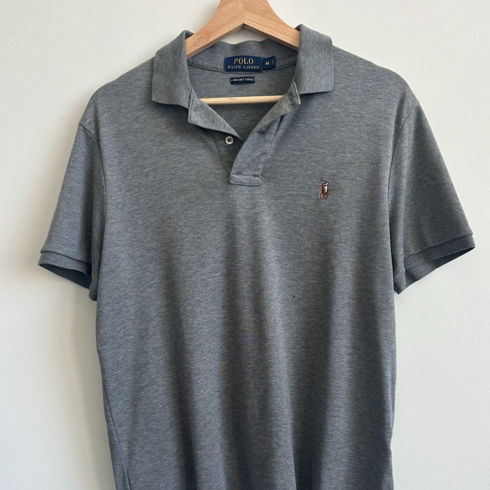 EUC Men's Polo Ralph Lauren Pima Soft Touch Polo Grey Medium
